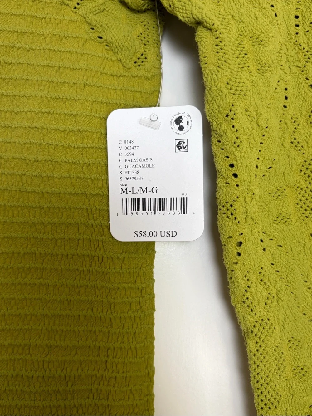 NWT Free People Intimately So Many Likes Long Sleeve Green Top (M/L)